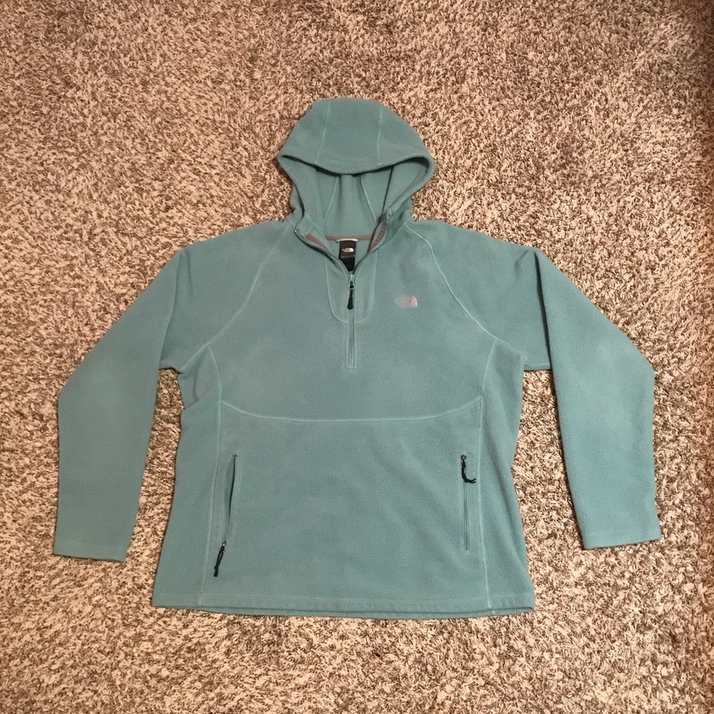 Light Teal Polyester North Face Sweater